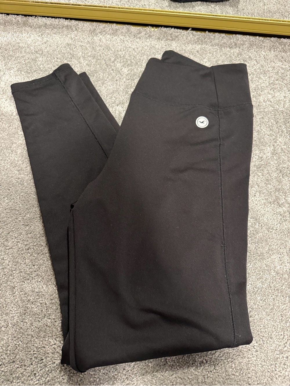 Black Athletic Leggings with Small Circular Logo